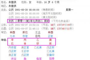 请教一下2001年 七月二日八点到九点出生的女性的生辰八字是?