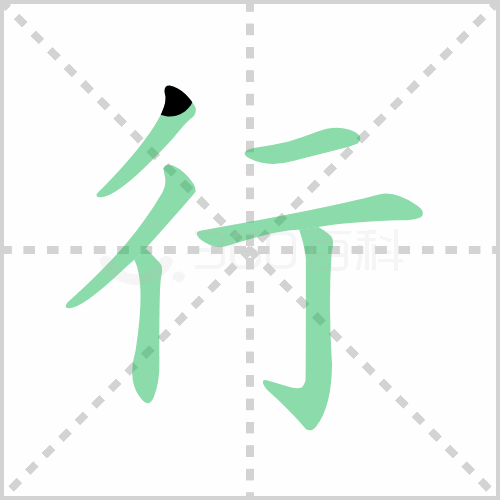 行的笔顺书写演示《行》字笔画,笔顺汉字行行读音háng    hàng