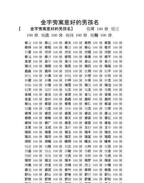 生辰八字起名带金字旁的字(取名带金字旁寓意好吉祥的字)