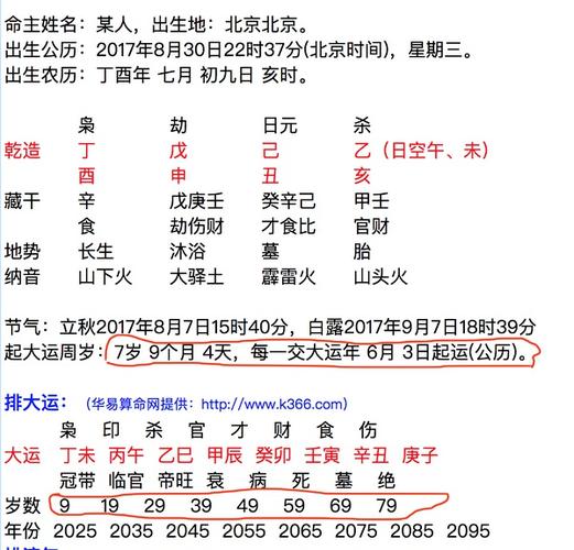 时间举个例子,假设有个男娃娃,他现在出生了,以下就是他的八字和大运