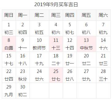 2023年9月买车提车吉日查询