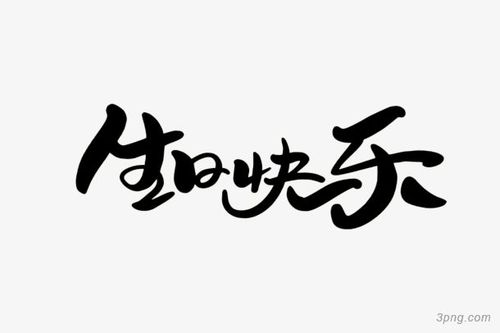 黑色字体生日快乐png素材透明免抠图片艺术字集